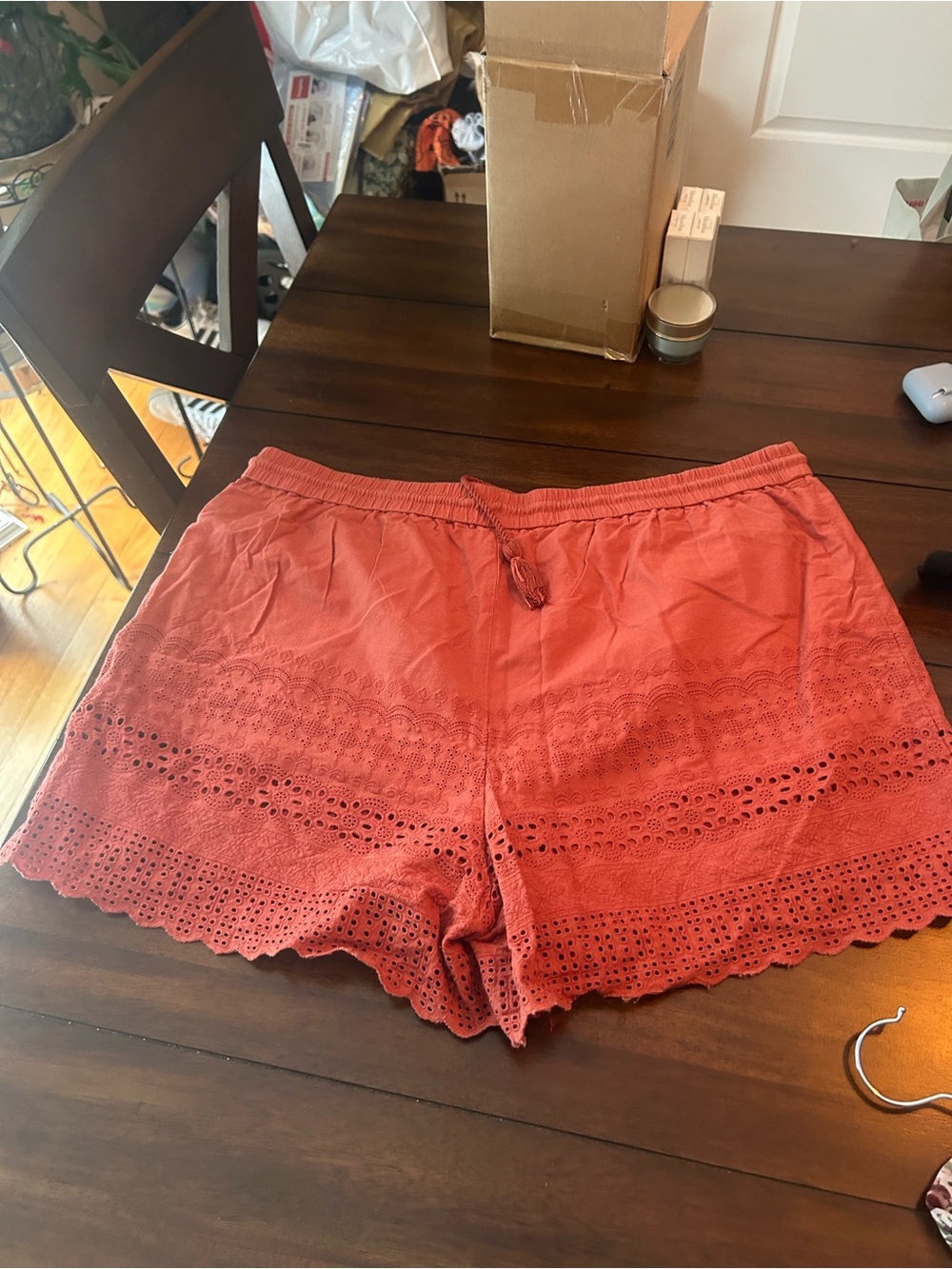 Faded Glory Coral Eyelet Drawstring Shorts